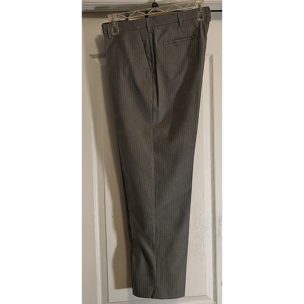 Dress Pants Murano Ultimate Modern Comfort Mens 36x32 Gray stripe Flat Front NEW